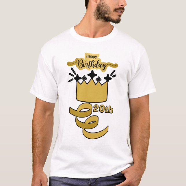 Camiseta  Personalized 20th Birthday King Crown Design (Frente)