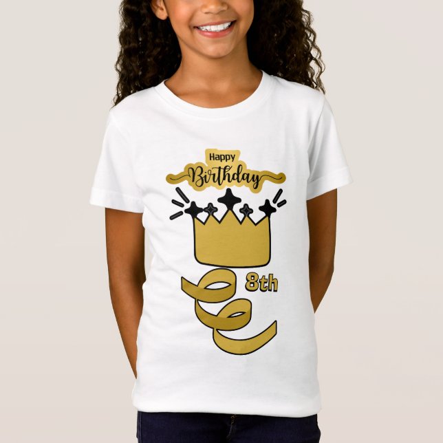 Camiseta  Personalized 8th Birthday King Crown Design (Frente)