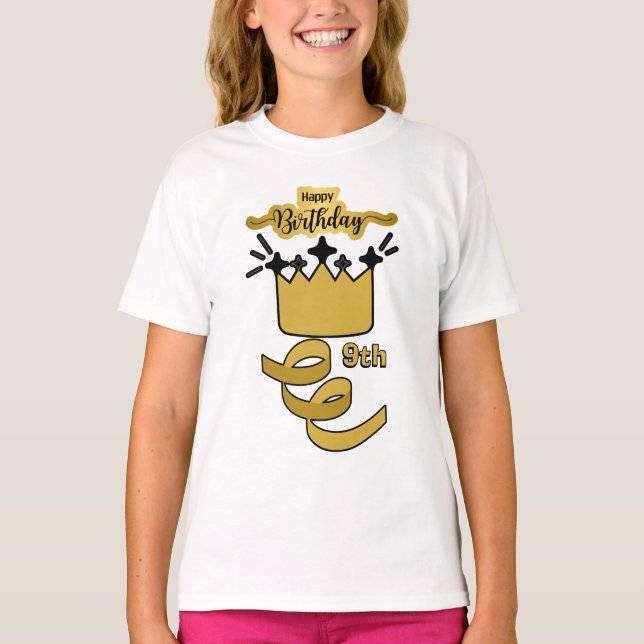 Camiseta  Personalized 9th Birthday King Crown Design (Frente)
