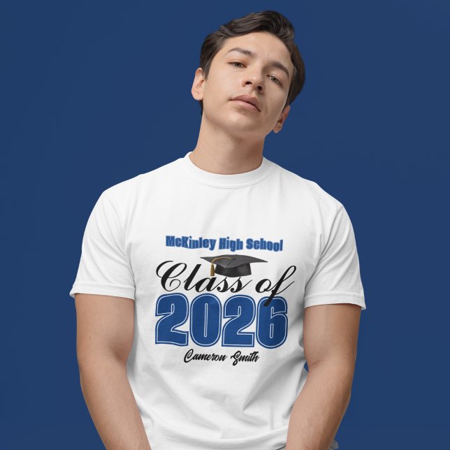 Camiseta Personalized Blue Class of 2026 Graduation (Criador carregado)