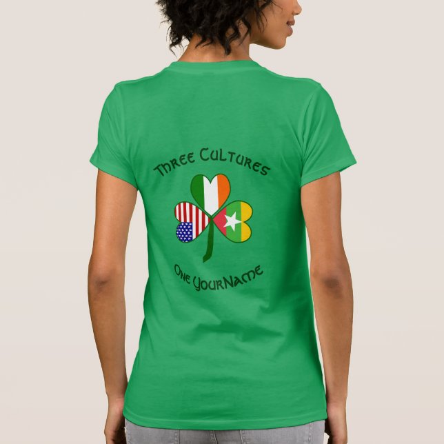 Camiseta Personalized Burma Myanmar Ireland USA Shamrock (Verso)