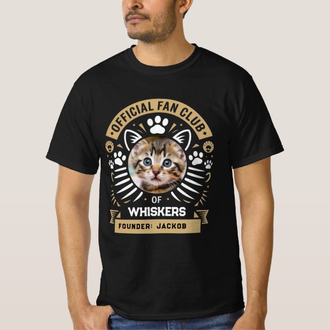 Camiseta Personalized Cat Fan Club T-Shirt | Custom Cat Pho (Frente)