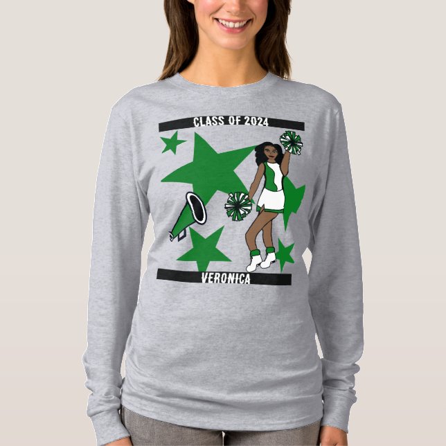 Camiseta Personalized Class of Cheer Shirt Green (Frente)