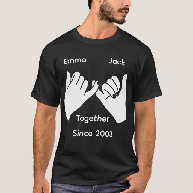 Camiseta Personalized couple with custom names and year (Frente)