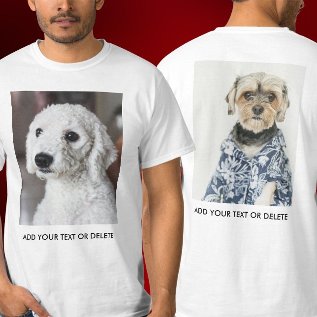 Camiseta Personalized Double Sided Photo Text White (Criador carregado)