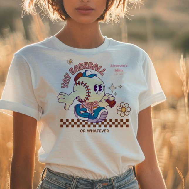 Camiseta Personalized Funny Baseball Mum Retro Flower (Criador carregado)