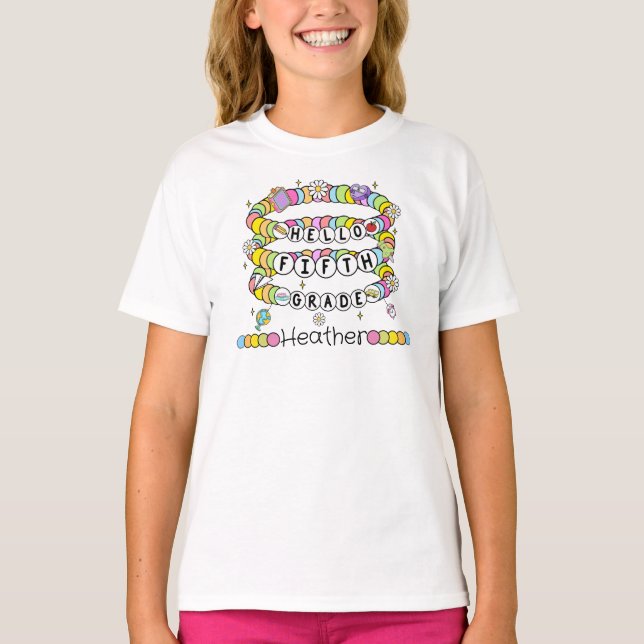 Camiseta Personalized Hello Fifth Grade T-shirt (Frente)