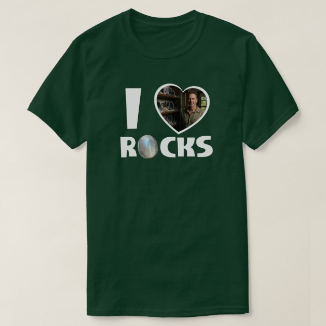 Camiseta Personalized 'I Love Rocks' Custom Photo (Frente do Design)
