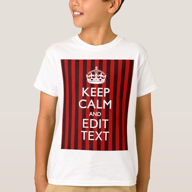Camiseta Personalized Keep Calm Your Text Red Stripes Decor (Frente)