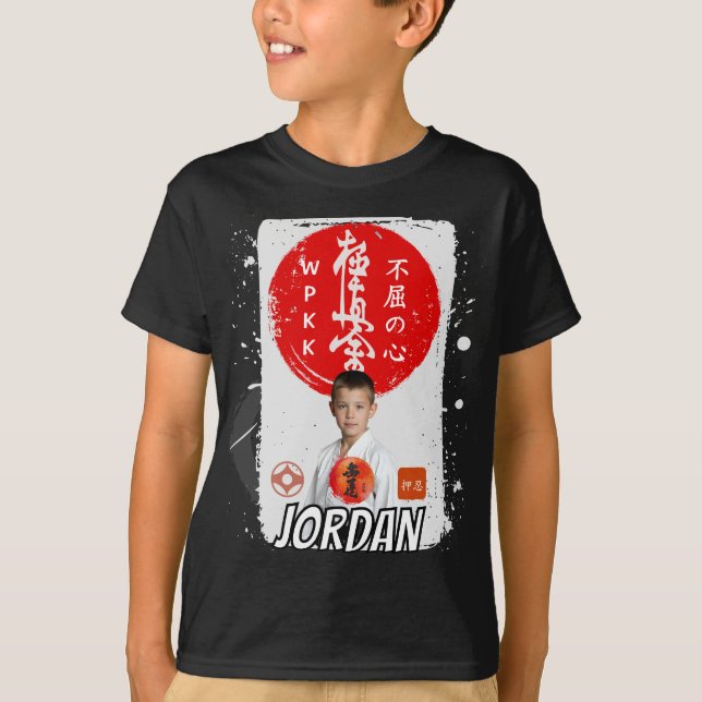 Camiseta Personalized Kyokushin Karate Photo Kids Shirt (Frente)