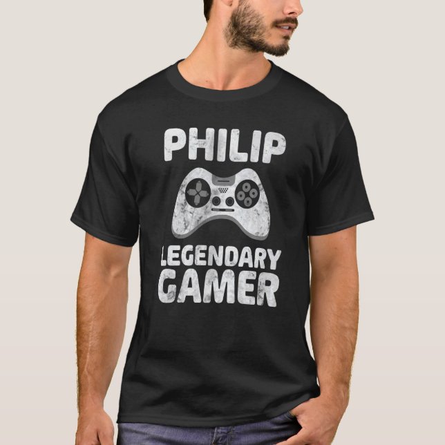 Camiseta Personalized Legendary Gamer Shirt Philip Name Vid (Frente)