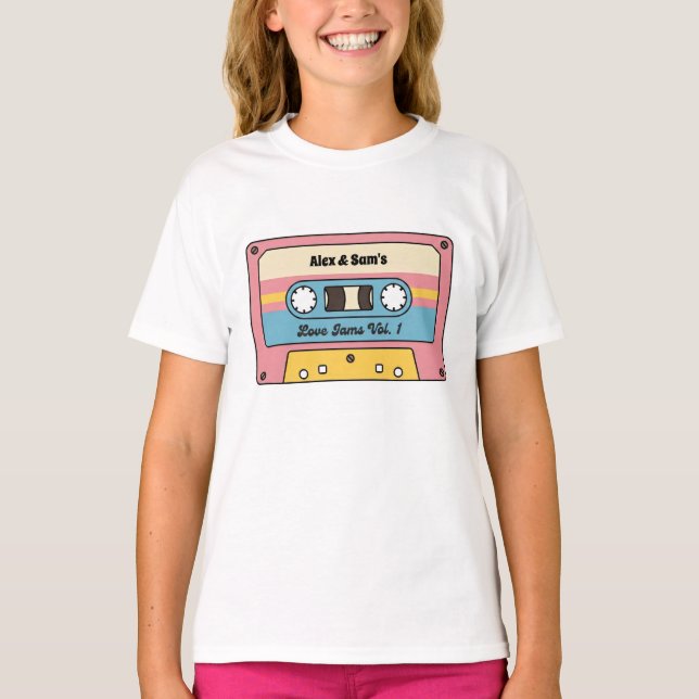 Camiseta Personalized Love Jams Cassette Tape – Custom Name (Frente)