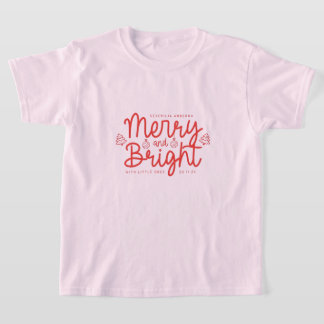 Camiseta Personalized Merry and Bright Kids Christmas Holid