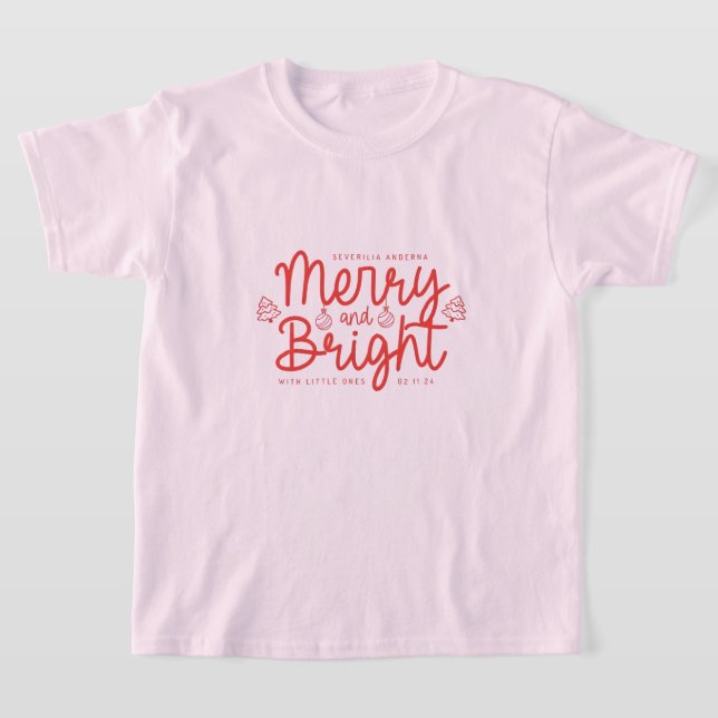 Camiseta Personalized Merry and Bright Kids Christmas Holid (Postura )