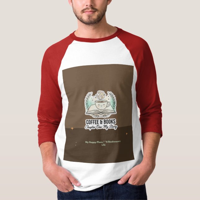 Camiseta Personalized Minimalist Coffee & Books T-Shirt | E (Frente)