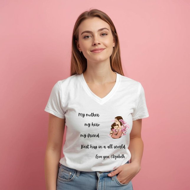 Camiseta Personalized Mother's Day Mom's Hug T-Shirt (Criador carregado)