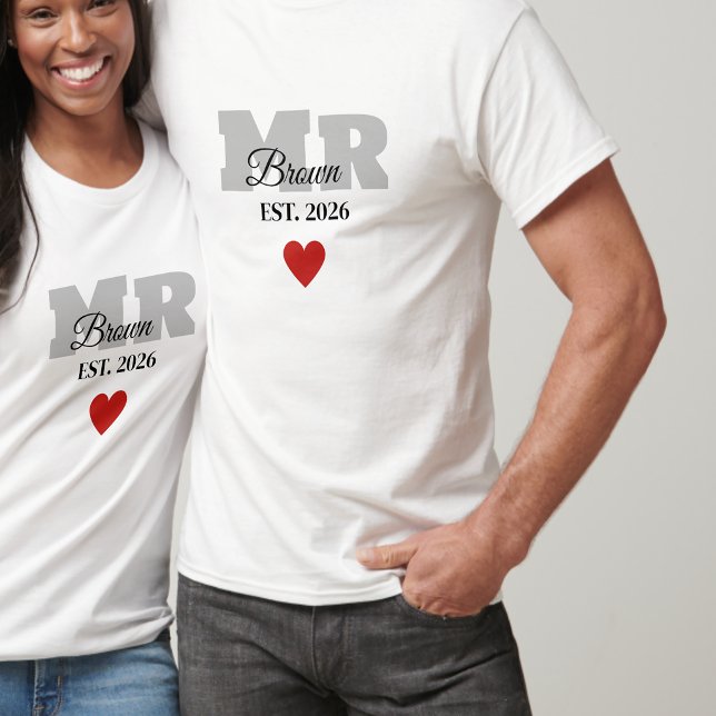 Camiseta Personalized Mr Wedding Shirt Red Heart t-shirt (Criador carregado)