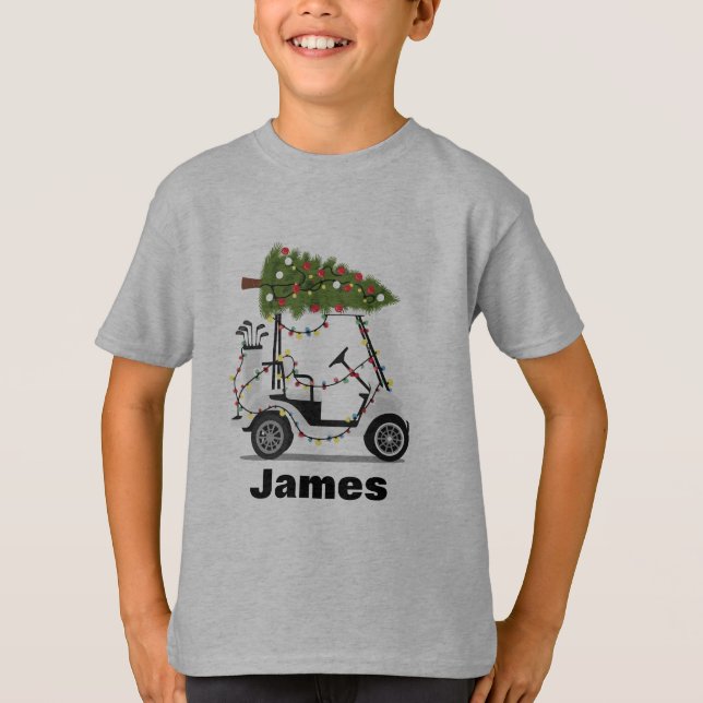 Camiseta Personalized Name Golfer Christmas Golf Cart Xmas  (Frente)