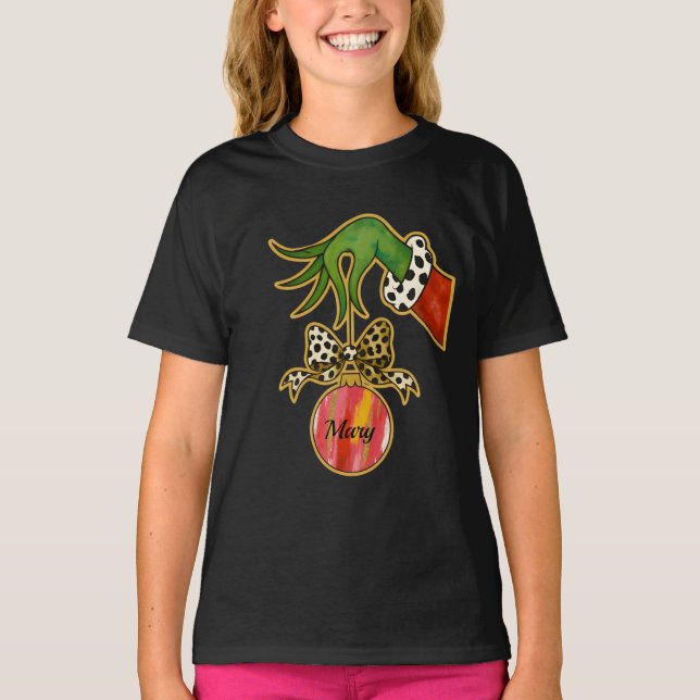 Camiseta personalized Name Leopard Bow Parrot Ornament (Frente)