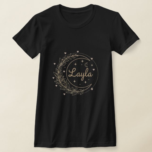 Camiseta Personalized Name T-Shirt - Elegant Crescent Moon (Postura )