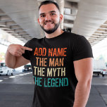 Camiseta Personalized Name Vintage The Man Myth Legend<br><div class="desc">Personalized Name Vintage The Man Myth Legend.
Grab this Funny customized saying design,  in vintage theme with retro colors now,  and make it as a perfect gift for your family membre,  friend or co-worker,  to wear on Holidays or on any daily activities.</div>