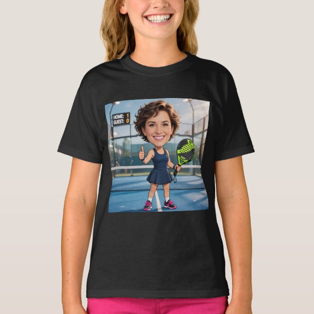 Camiseta Personalized Paddle/Pickleball Caricature   (Frente)