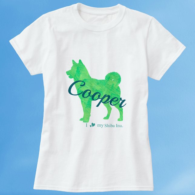 Camiseta Personalized Pastel Green Color Shiba Inu Dog 柴犬 (Criador carregado)