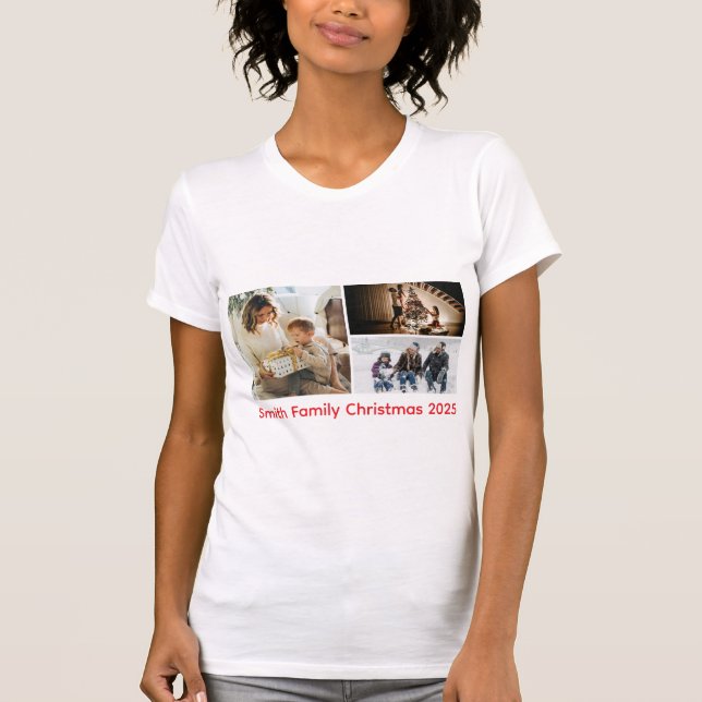 Camiseta Personalized Photo Collage Family Christmas (Frente)