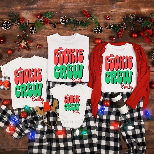 Camiseta Personalized Retro Cookie Crew Christmas Matching (Criador carregado)