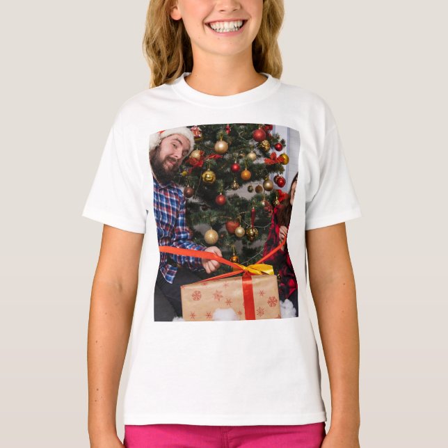 Camiseta Personalized Two Sided Family Christmas Photo  (Frente)