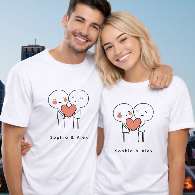 Camiseta Personalized Valentine’s Couple Matching T-Shirt (Criador carregado)