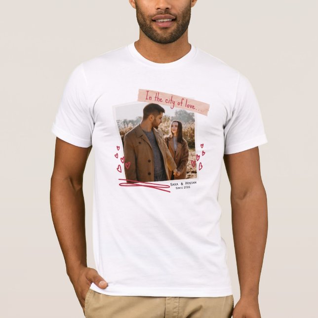 Camiseta Personalized Valentine T-Shirt with Photo & Names (Frente)