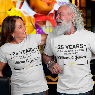 Camiseta Personalized Wedding Anniversary With Couple Names