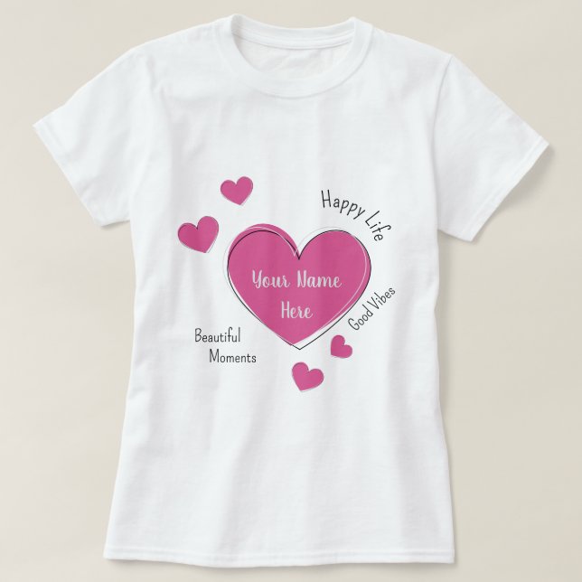 Camiseta Personalized Women’s T-Shirt with Pink Heart (Frente do Design)