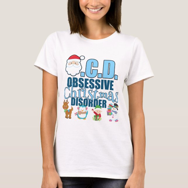 Camiseta Perturbação Obsessiva de Natal (azul) (Frente)