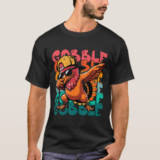 Camiseta Peru de Ação de Graças Dab Gobble Engraçado Menino