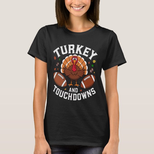 Camiseta Peru de Ação de Graças e Touchdowns Desenho de Fut (Frente)