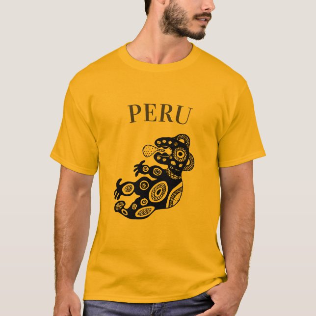 Camiseta Peru, Desenho de Cachorro Inca, masculino (Frente)