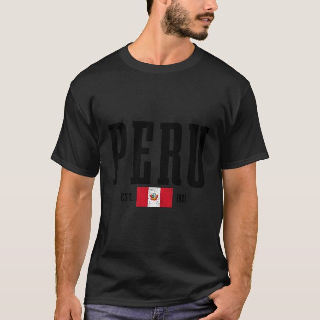 Camiseta Peru Est 1821 Bandeira Peruana Roots Pride Peru (Frente)