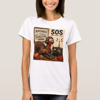 Camiseta Peru Feliz Dia de Ação de Graças SOS Código Morse