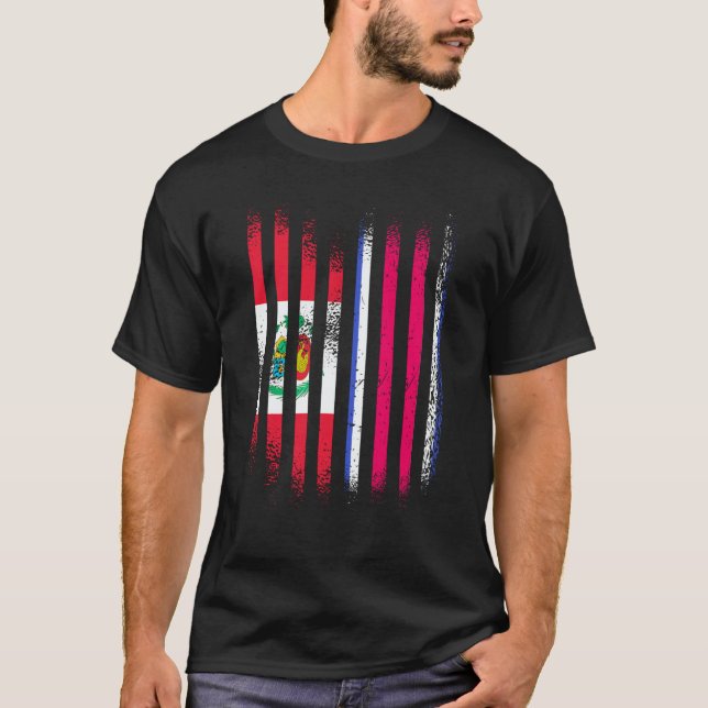 Camiseta Peru Flag Costa Rica Grown Country Flags Stripes (Frente)