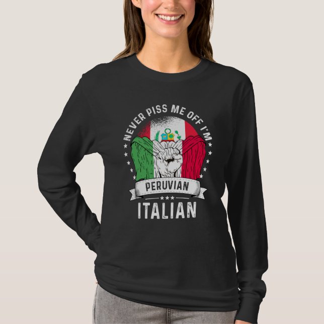 Camiseta Peru Flag Italy Grown Humor Citizen Pride (Frente)
