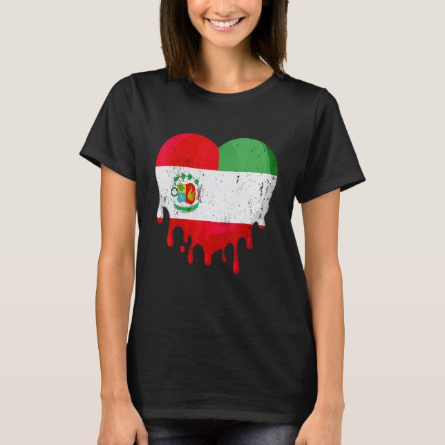 Camiseta Peru Italy Flag Heart Citizen Drinking Grown Patri (Frente)