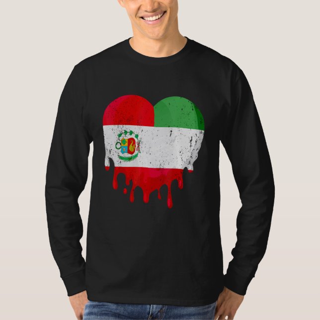Camiseta Peru Italy Flag Heart Citizen Drinking Grown Patri (Frente)