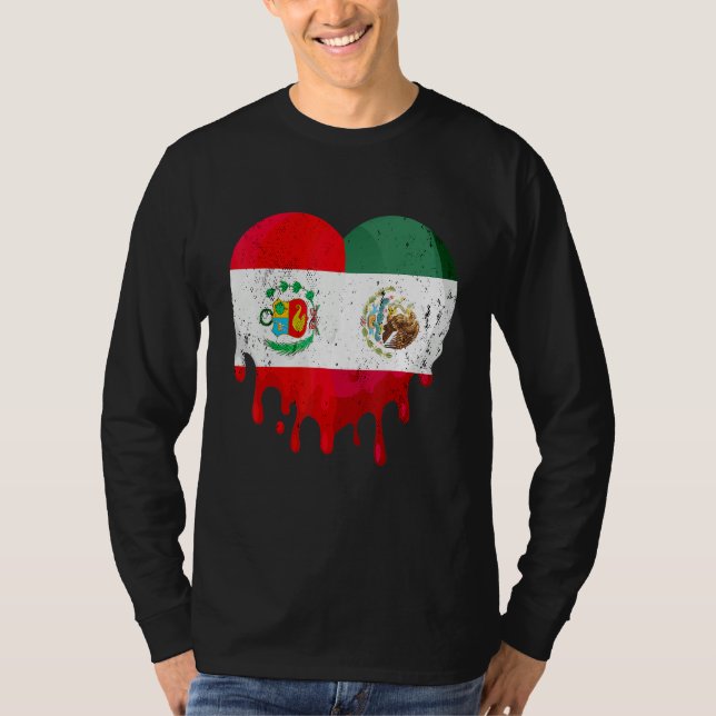 Camiseta Peru Mexico Flag Heart Citizen Grown Patriot Count (Frente)