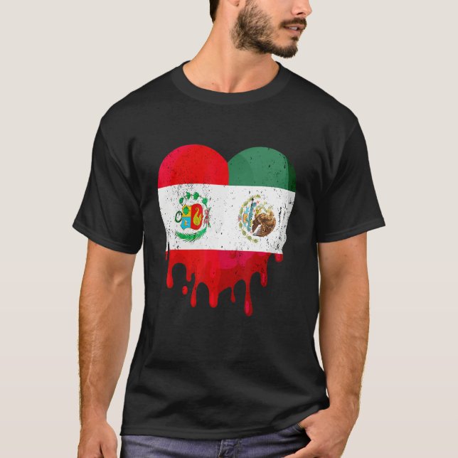 Camiseta Peru Mexico Flag Heart Citizen Grown Patriot Count (Frente)