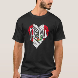 Camiseta Peru Para Homens Bandeira do Coração Peruano Para 