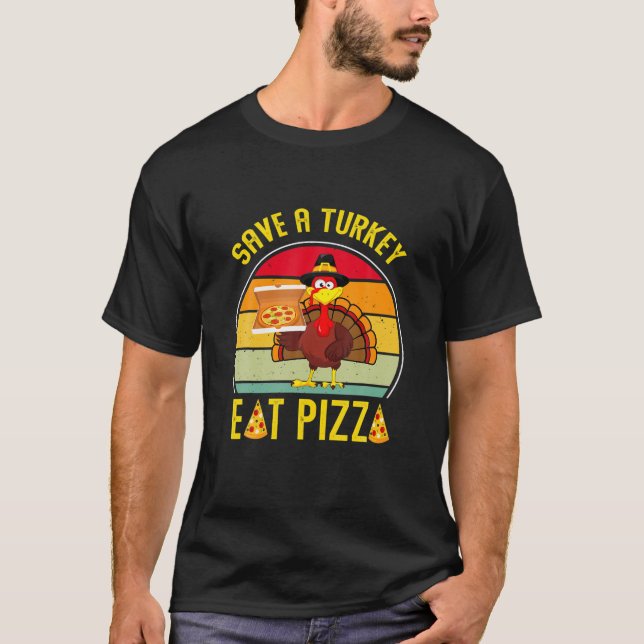 Camiseta Peru retrógrado salva peru come pizza homens mulhe (Frente)