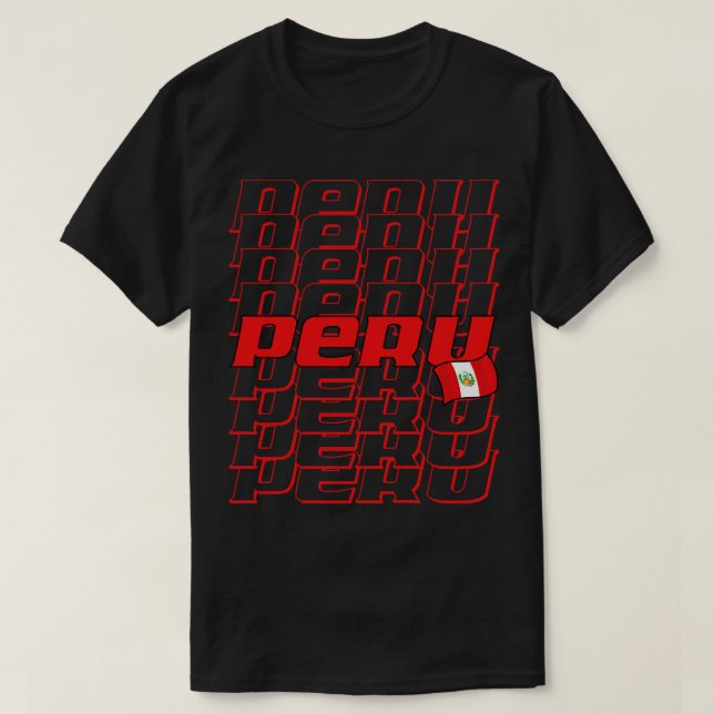 Camiseta Peru: Texto em cascata 1 (Frente do Design)