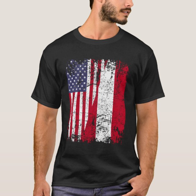 Camiseta Peruana Roots Half American Flag Peru (Frente)